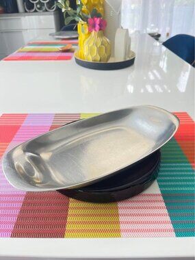 Vintage WMF Cromargan stainless steel oval appetizer tray-Germany